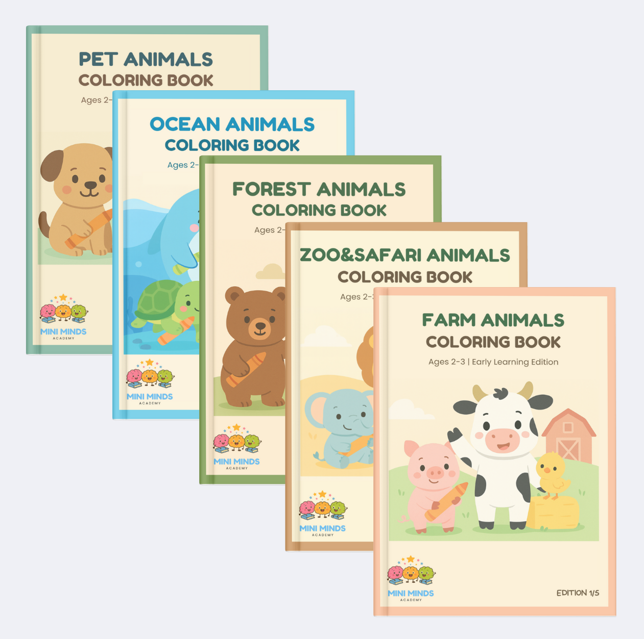 Animals Coloring Book for Ages 2–3 | All Editions (Combo)