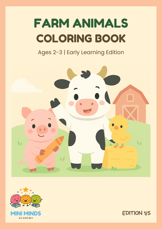 🐮 Farm Animals Coloring Book for Ages 2–3 | Edition 1/5