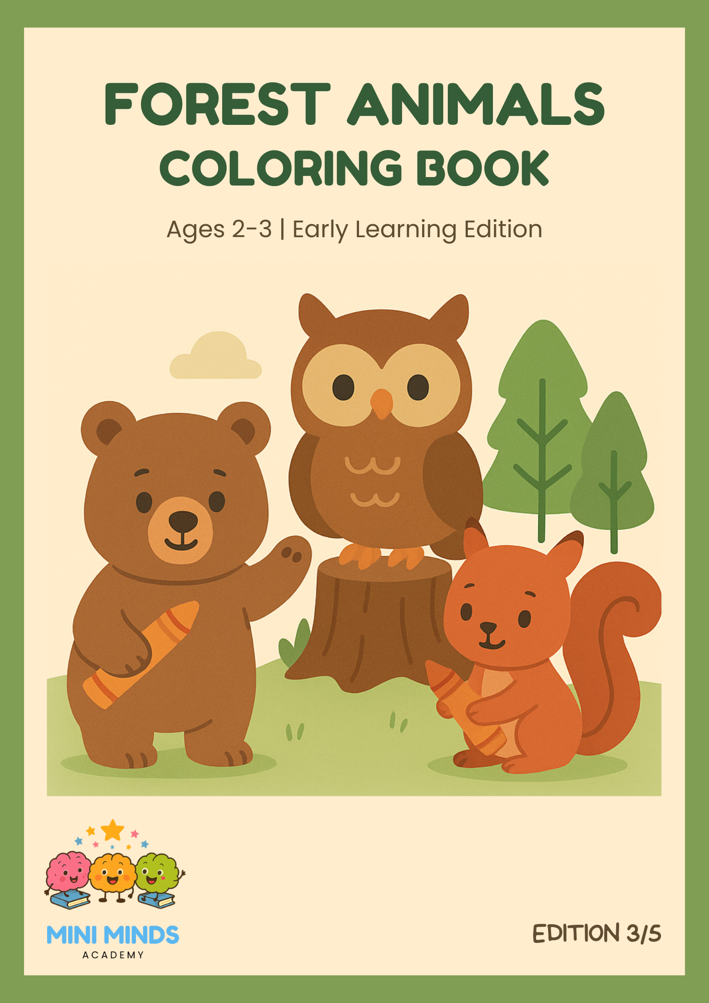 🦊 Forest Animals Coloring Book for Ages 2–3 | Edition 3/5