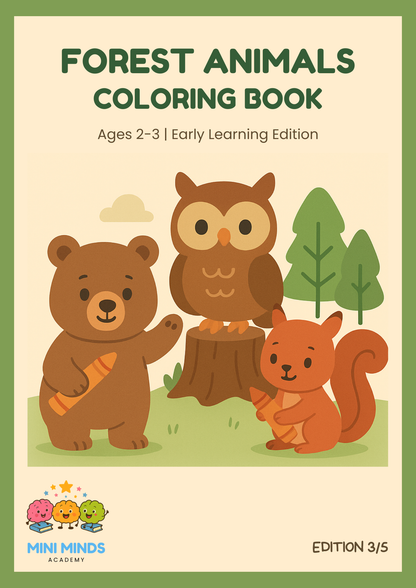 🦊 Forest Animals Coloring Book for Ages 2–3 | Edition 3/5