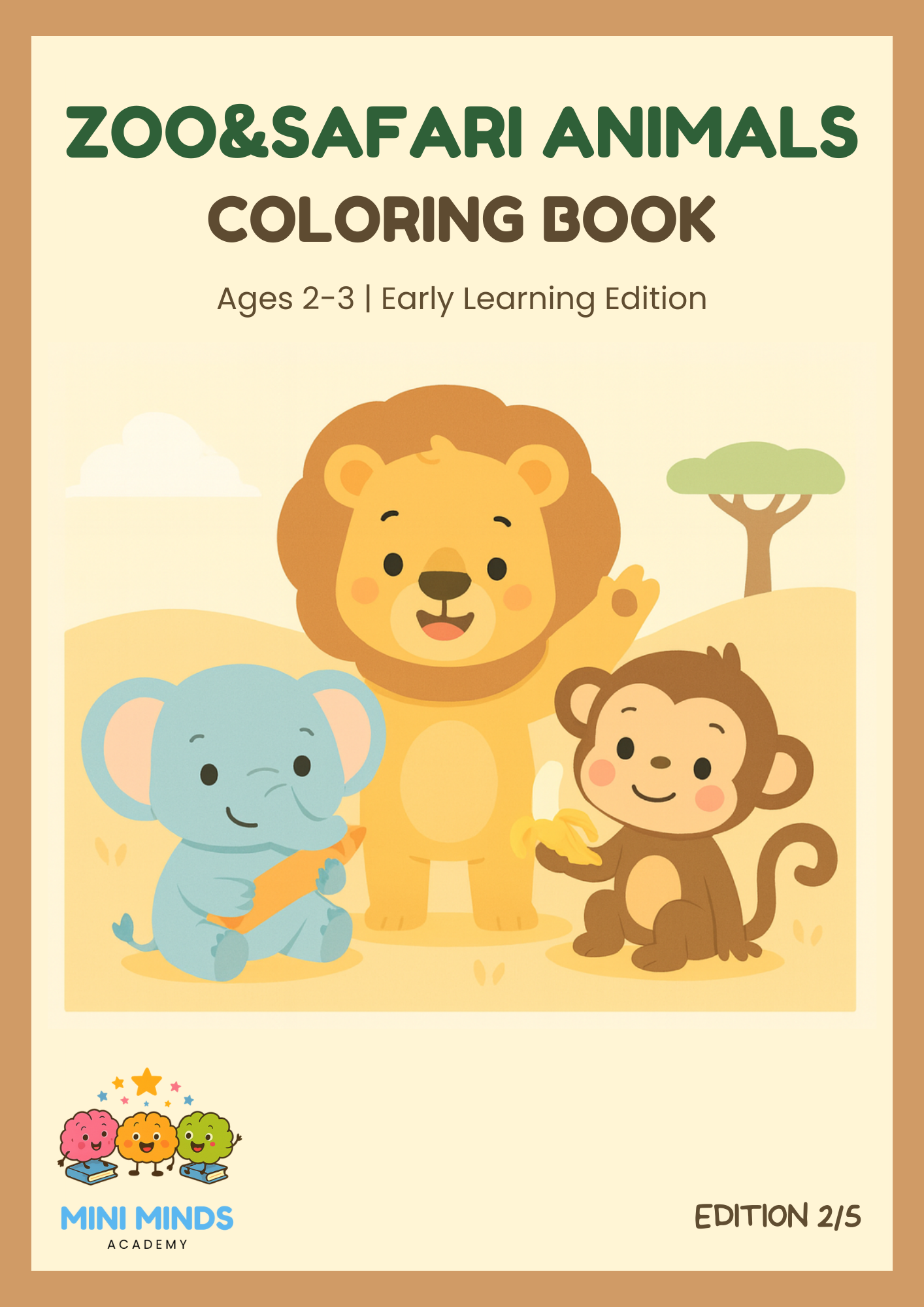 🐯 Zoo & Safari Animals Coloring Book for Ages 2–3 | Edition 2/5