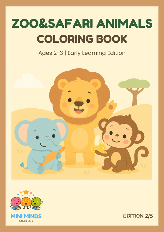 🐯 Zoo & Safari Animals Coloring Book for Ages 2–3 | Edition 2/5
